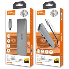 Хаб INKAX DST-07 6-в-1 Type-C / HDMI 4K / 2xUSB 3.0 / PD / SD/TF кардридер / 0.15 м