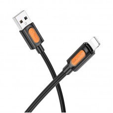 USB кабель BOROFONE BX114 USB - Lightning, Silicone, 2.4A, 1 м, чорний