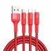 USB Кабель HOCO X26 3in1 USB - Lightning + MicroUSB + Type-C 1М, чорно-червоний