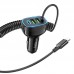 Автомобильное зарядное устройство HOCO NZ11A TYPE-C PD 30W/2USB + встроенный кабель Lightning, черный