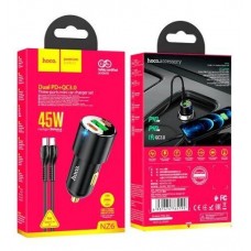 Автомобильное зарядное устройство HOCO NZ6 2 TYPE-C PD 45W/USB QC3.0 + кабель Type-C - Lightning, черный