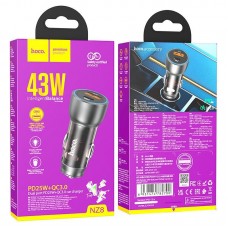 Автомобильное зарядное устройство HOCO NZ8 43W TYPE-C PD 25W + USB QC 3.0 18W, КОРИЧЕСКИЙ