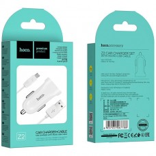 Автомобильное зарядное устройство HOCO Z2 USB 1.5A + кабель USB - Micro USB, белый Автомобильное зарядное устройство HOCO Z2 USB 1.5A + кабель USB - Micro USB, белый
