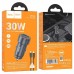 Автомобильное зарядное устройство HOCO Z57A PD 30W + QC3.0 с кабелем Type-C to Lightning, серый