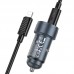 Автомобильное зарядное устройство HOCO Z57A PD 30W + QC3.0 с кабелем Type-C to Lightning, серый