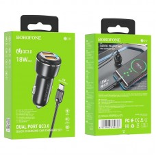 Автомобільний зарядний пристрій BOROFONE BZ17 Core dual port QC3.0 + кабель USB - TYPE-C