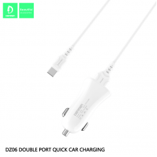 Автомобільний зарядний пристрій DENMEN DZ06T 3.1A 2USB PORT + CABLE USB Type-C