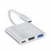 Адаптер-концентратор HOCO HB14 Easy Use Type-C - USB3.0 + HDMI + PD, алюминиевый корпус (серый)