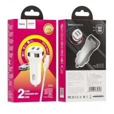 Автомобильное зарядное устройство HOCO Z40 Superior, 2×USB-A, 5 В/2,4 А, кабель USB-A - USB-C 1 м, белое Автомобильное зарядное устройство HOCO Z40 Superior, 2×USB-A, 5 В/2,4 А, кабель USB-A - USB-C 1 м, белое