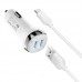 Автомобильное зарядное устройство HOCO Z40 Superior, 2×USB-A, 5 В/2,4 А, кабель USB-A - USB-C 1 м, белое