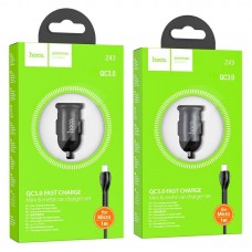 Автомобильное зарядное устройство HOCO Z43 Mighty QC 3.0 18 Вт, USB-A, кабель USB-A - Micro-USB 1 м, чёрное Автомобильное зарядное устройство HOCO Z43 Mighty QC 3.0 18 Вт, USB-A, кабель USB-A - Micro-USB 1 м, чёрное