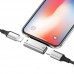 Аудиоадаптер HOCO LS24 Lightning 2в1 серебристый