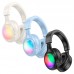 Беспроводные полноразмерные наушники HOCO W48 Focus Bluetooth 5.3 с микрофоном, RGB-подсветкой, AUX и microSD, молочно-белые