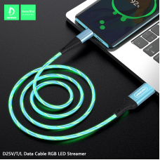 Кабель USB Denmen D25V USB - micro USB 2.4A RGB LED STREAMER CABLE