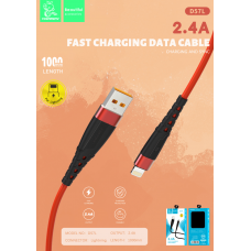 Кабель USB Denmen D57L USB - Lightning (2.4A) ЧОРНИЙ силіконовий провід