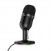 Настольный проводной USB-микрофон HOCO L25 Bright с RGB-подсветкой и мониторингом, чёрный