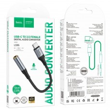Переходник HOCO LS36, внешняя звуковая карта Type-C - jack 3.5 мм, 12 см, чёрный
