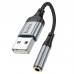 Переходник HOCO LS36, внешняя звуковая карта USB - jack 3.5 мм, 0,12 м, чёрный Переходник HOCO LS36, внешняя звуковая карта USB - jack 3.5 мм, 0,12 м, чёрный