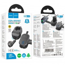 Мережевий подовжувач Hoco NS7 PD 20W 2*USB + Type-C + Розетка, 1.00 метр, чорний