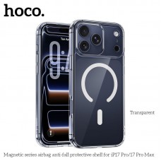 Силиконовая накладка HOCO противоударная с MagSafe для APPLE iPhone 17 PRO, прозрачная