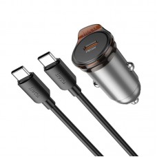 Автомобильное зарядное устройство HOCO NZ16 PD 30W Type-C + кабелем Type-C to Type-C, серый