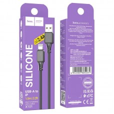 USB кабель HOCO X101 USB - Lightning silicone 1м чорний