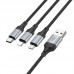 USB кабель HOCO X102 3в1: Lightning/Micro/Type-C, 1 метр, чёрный