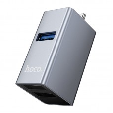 USB хаб HOCO HB54A 3в1 Type C на USB 3.0 и 2 USB 2.0 серый