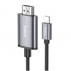 Видеокабель HOCO UA27 Lightning - HDMI (TV), 2 м, алюминий + оплётка, серый
