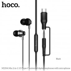 Проводные наушники HOCO M119A Mia 2-в-1 3,5 мм / Type-C с микрофоном, чёрные