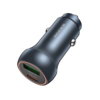Автомобильное зарядное устройство BOROFONE BZ32B Fresh 48W, Type-C PD30W + USB-A QC3.0 18W, без кабеля, серый