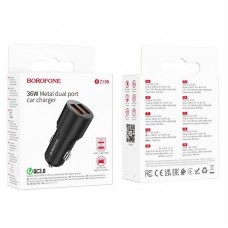 Автомобільний зарядний пристрій BOROFONE BZ19B Wisdom 36W dual port QC3.0 car charger